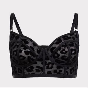 Torrid Black Mesh Flocked Leopard Longline Underwire Bralette